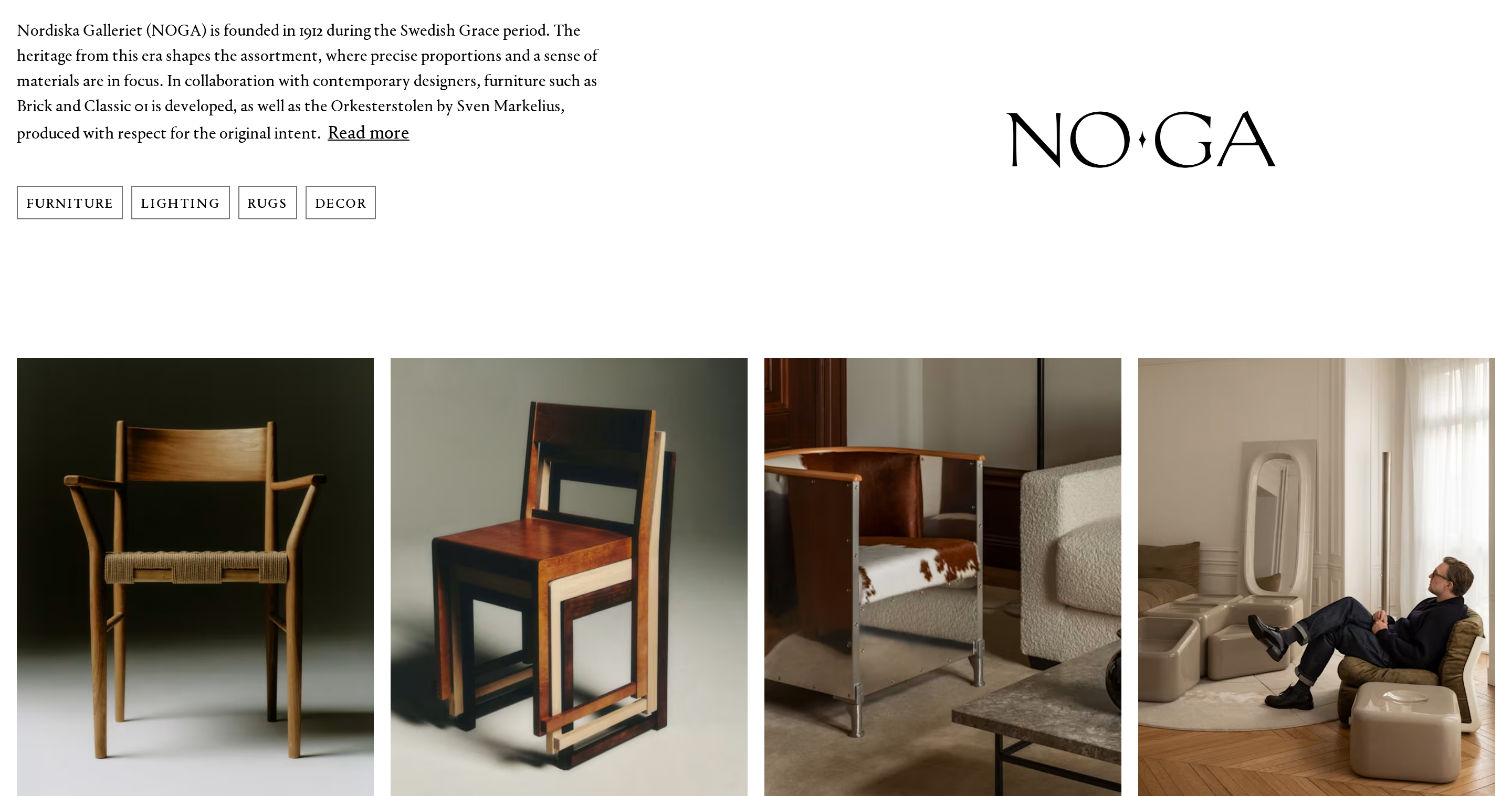 Example of an Elevated brand page: brand story, logo and editorial campaign imagery