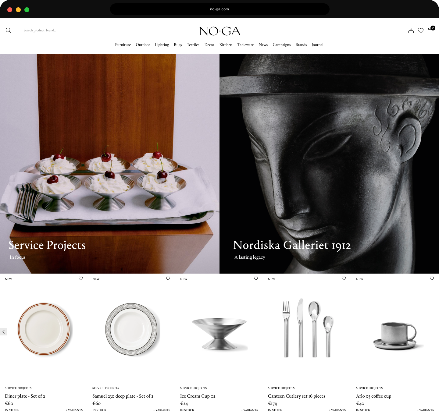 Homepage hero placement on Nordiska Galleriet